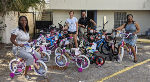 A local organization donated 20 bikes for the children staying in the family shelter