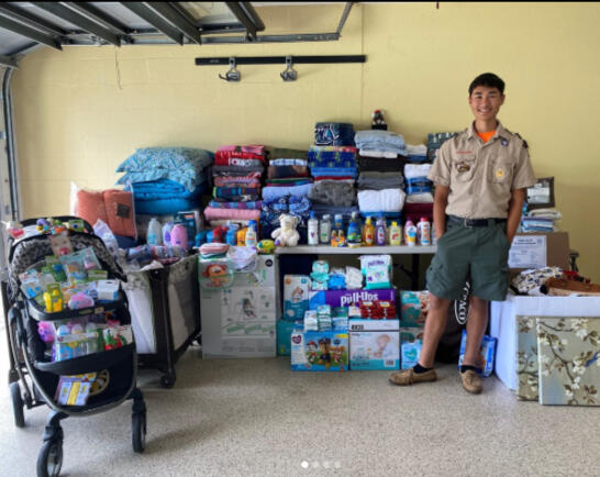 A local Boy Scout Troop fulfilled the family shelter wish list