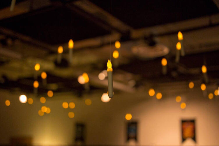 Hanging candles for Harry Potter themed event