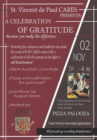 Pizza Palooza fundraising event flyer