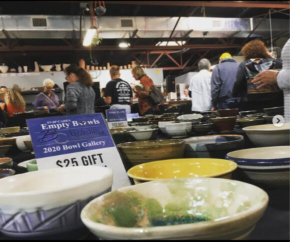 Bowls that were custom-made and donated throughout the year to be used as a fundraiser