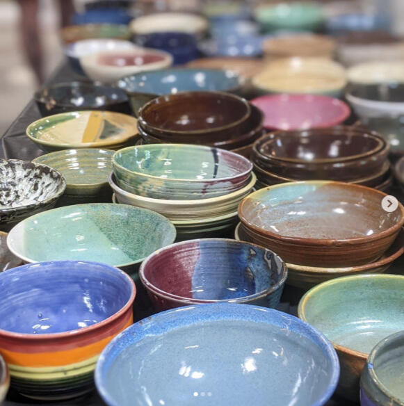 Bowls that were donated to sell at the fundraiser