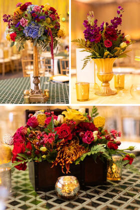 Three alternating centerpieces in the ballroom