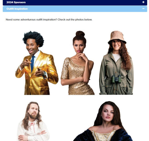 Outfit inspiration tab on the website for dress code examples