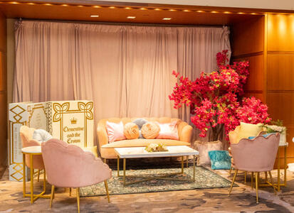 One of the themed lounge areas